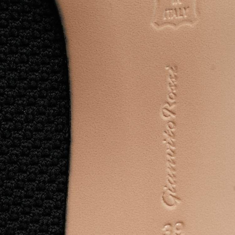 Pre Owned Gianvito Rossi Black Knit Fabric Vires Open Toe Ankle Booties Size 39