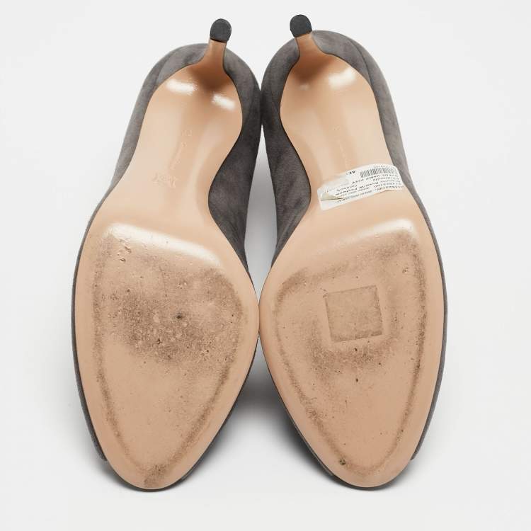 Pre Owned Gianvito Rossi Grey Suede Vamp Boots Size 40.5