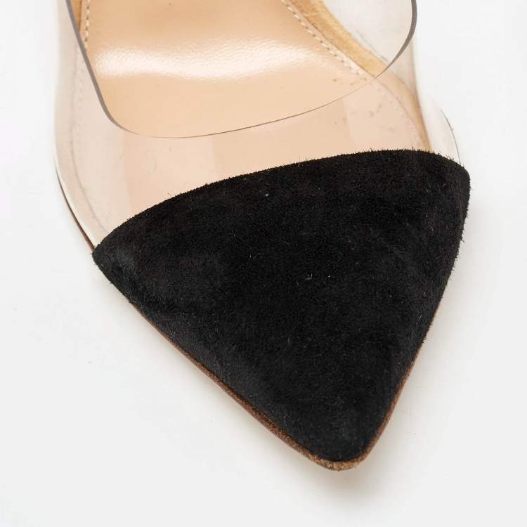 Pre Owned Gianvito Rossi Multicolor PVC and Suede Plexi Pumps Size 37