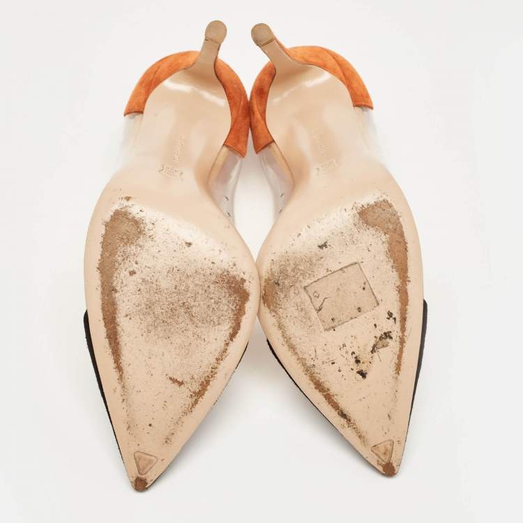 Pre Owned Gianvito Rossi Multicolor PVC and Suede Plexi Pumps Size 37