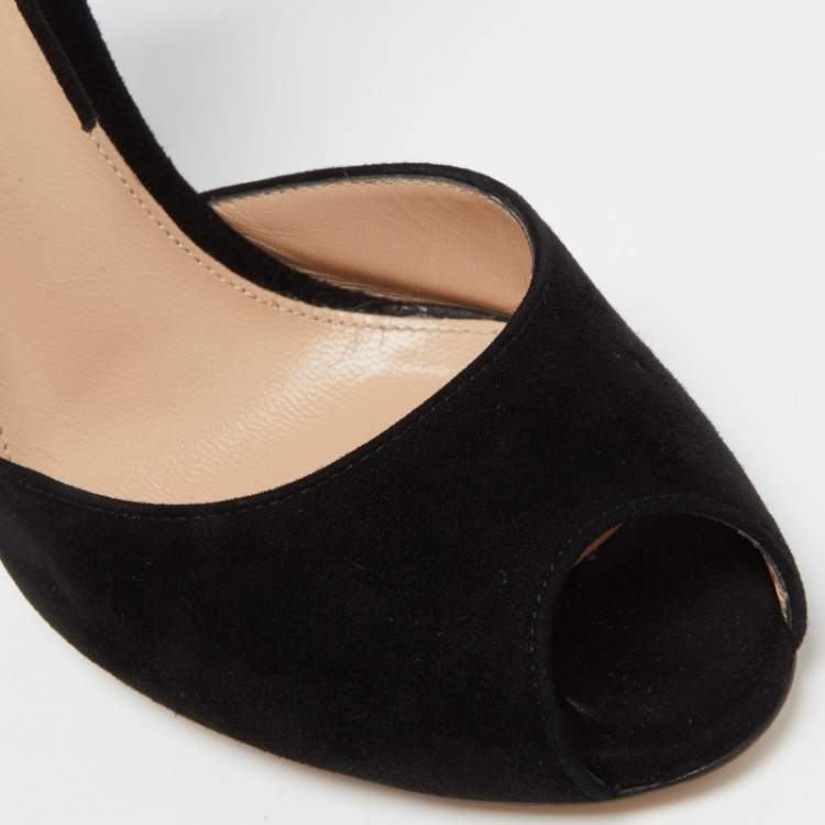 Pre Owned Gianvito Rossi Black Suede Lace Up Sandals Size 38