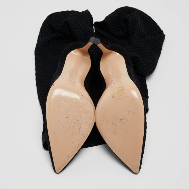 Pre Owned Gianvito Rossi Black Mesh and Suede Knee Length Boots Size 39