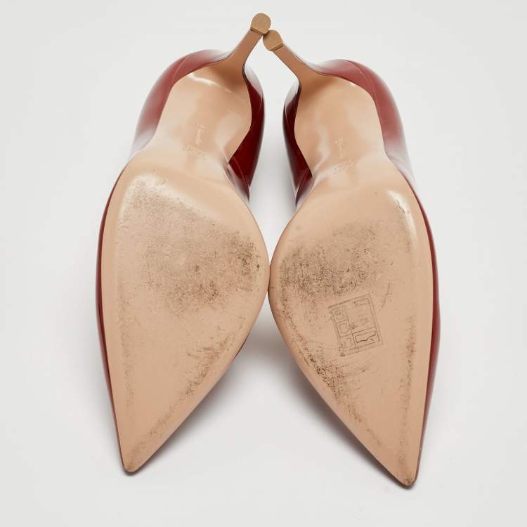 Pre Owned Gianvito Rossi Dark Red Patent Leather Pointed Toe Pumps Size 41