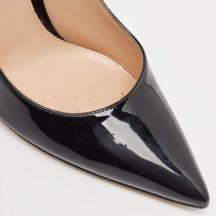 Pre Owned Gianvito Rossi Black Patent Leather Aura Pumps Size 39