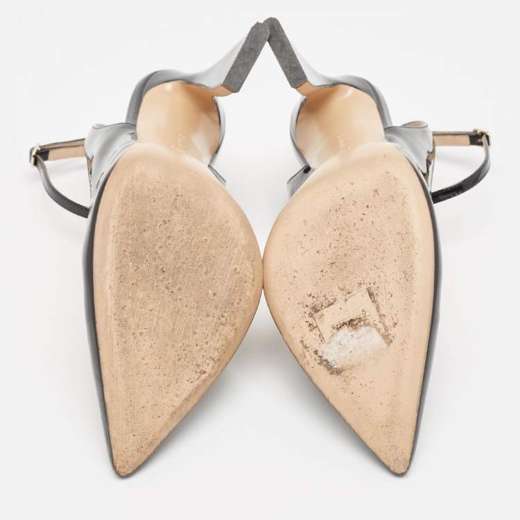 Pre Owned Gianvito Rossi Black Patent Leather Aura Pumps Size 39