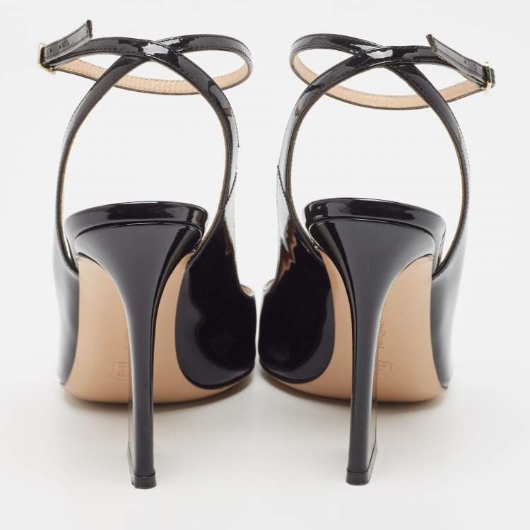 Pre Owned Gianvito Rossi Black Patent Leather Aura Pumps Size 39