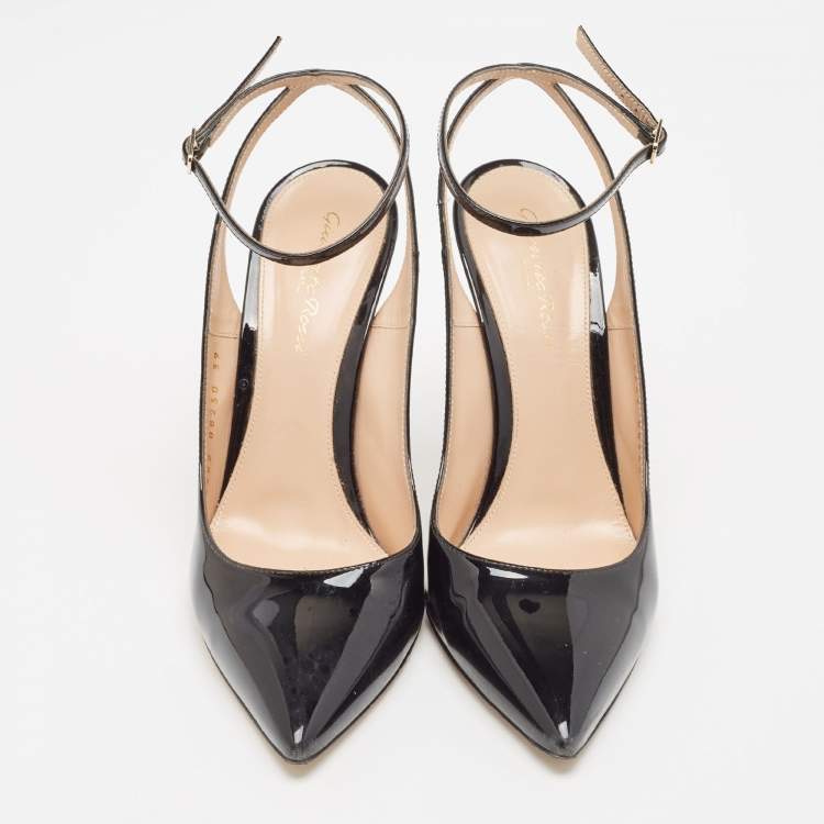 Pre Owned Gianvito Rossi Black Patent Leather Aura Pumps Size 39