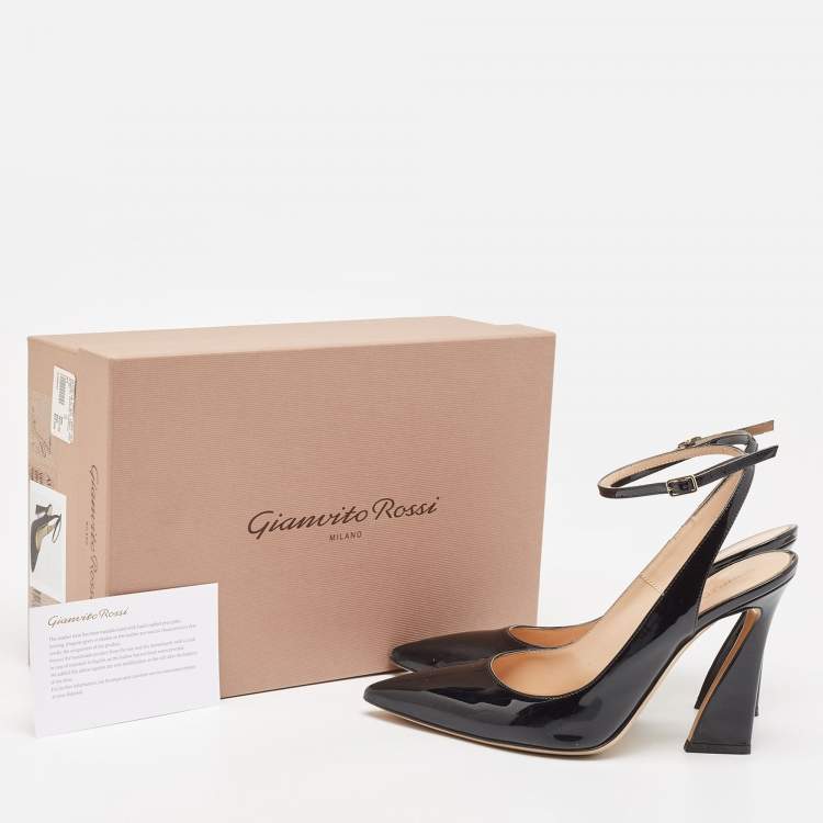 Pre Owned Gianvito Rossi Black Patent Leather Aura Pumps Size 39