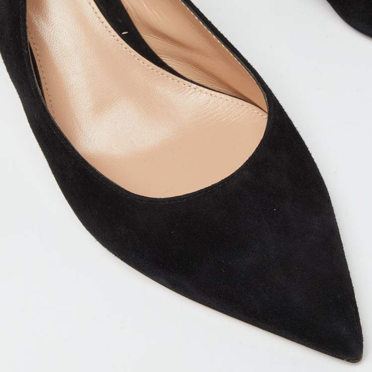 Pre Owned Gianvito Rossi Black Suede Slingback Pumps Size 37.5