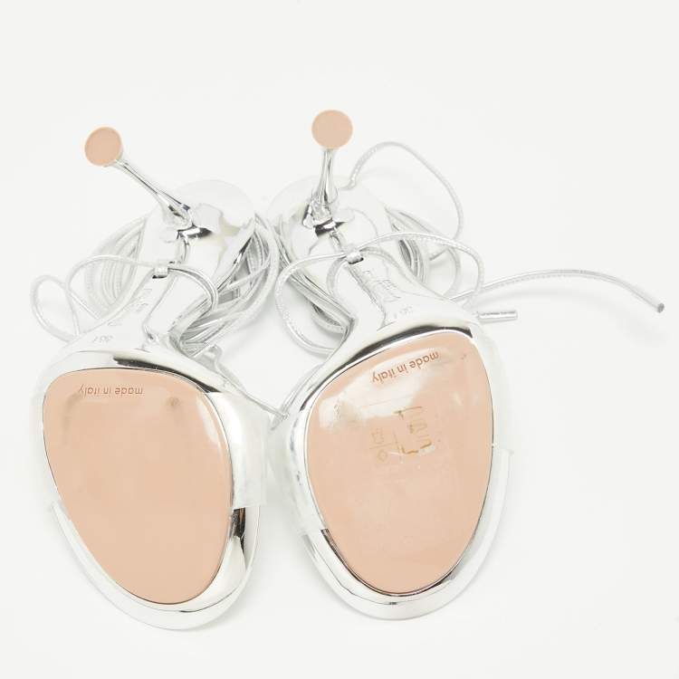 Pre Owned Gianvito Rossi Transparent PVC and Leather Spice Ankle Tie Sandals Size 36