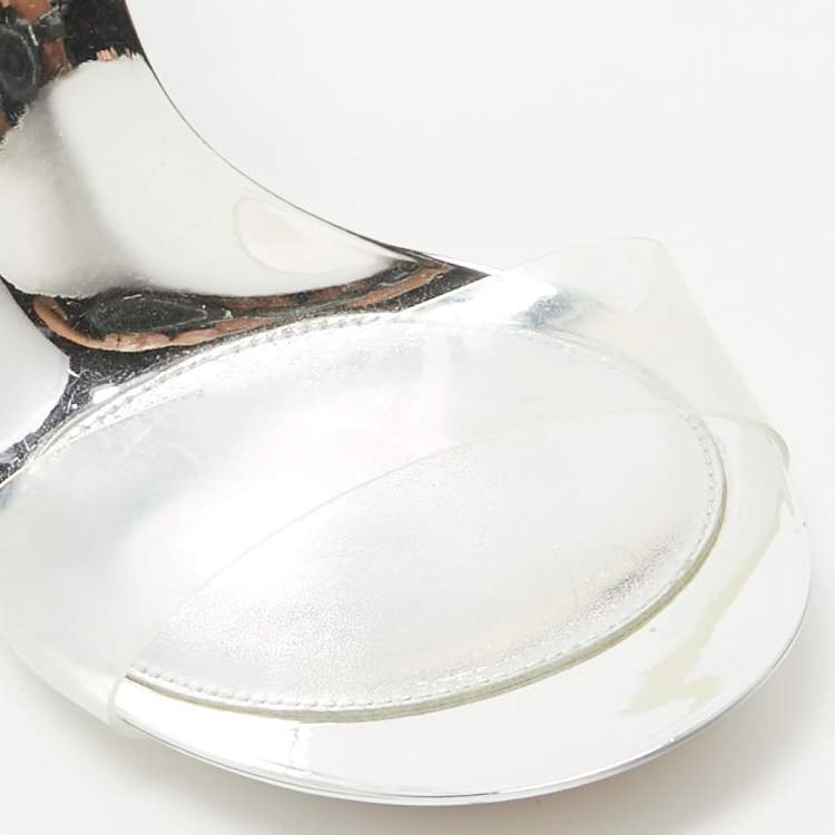 Pre Owned Gianvito Rossi Transparent PVC and Leather Spice Ankle Tie Sandals Size 36