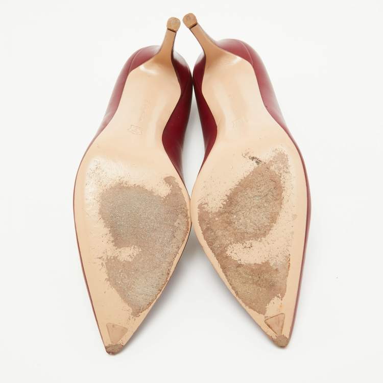 مملوكة مسبقًا Gianvito Rossi Burgundy Leather Pointed Toe Pumps Size 40