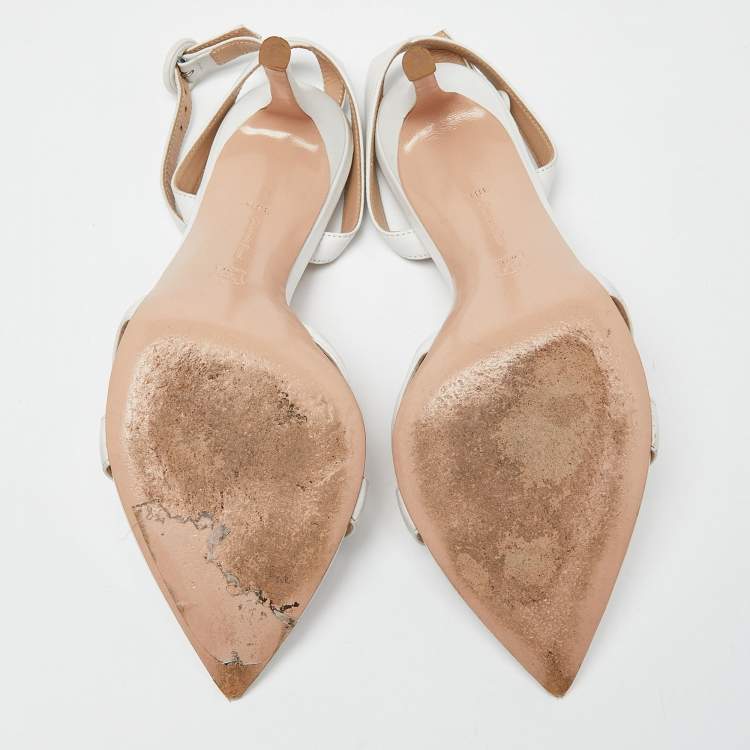 Pre Owned Gianvito Rossi White Leather Ankle Strap Sandals Size 38.5