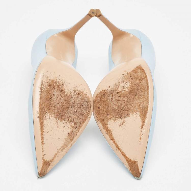 Pre Owned Gianvito Rossi Light Blue Leather Pointed Toe Pumps Size 39
