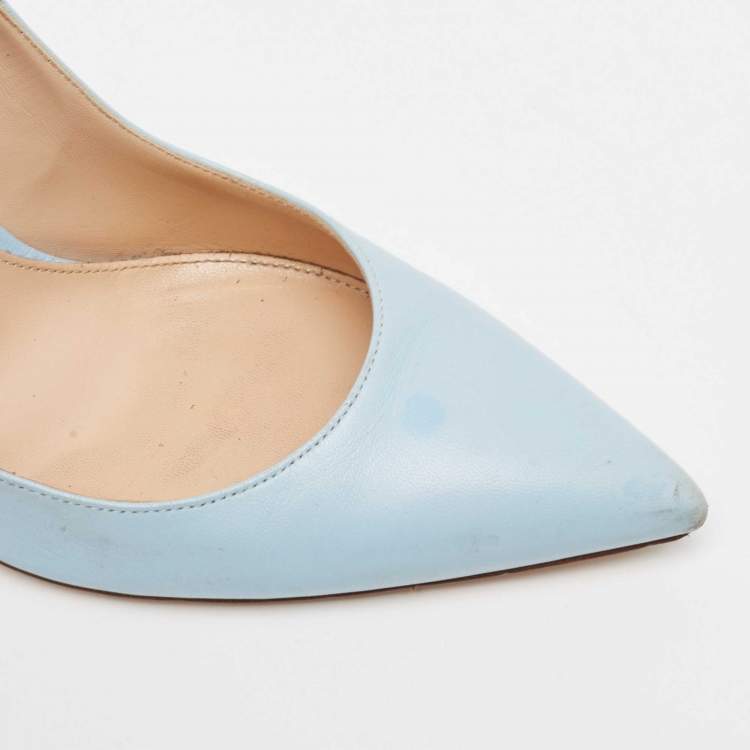 Pre Owned Gianvito Rossi Light Blue Leather Pointed Toe Pumps Size 39