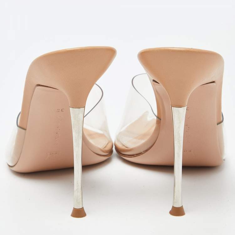 Pre Owned Gianvito Rossi Transparent PVC Open Toe Mules Size 38