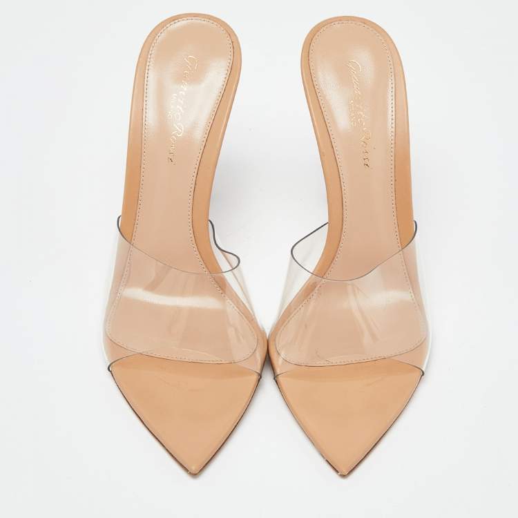 Pre Owned Gianvito Rossi Transparent PVC Open Toe Mules Size 38