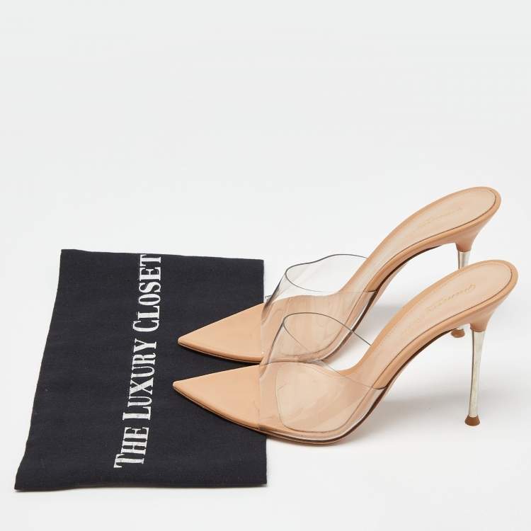 Pre Owned Gianvito Rossi Transparent PVC Open Toe Mules Size 38