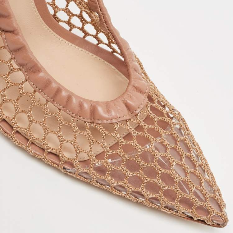 Pre Owned Gianvito Rossi Pink Mesh and Leather Alisia Pumps Size 39  