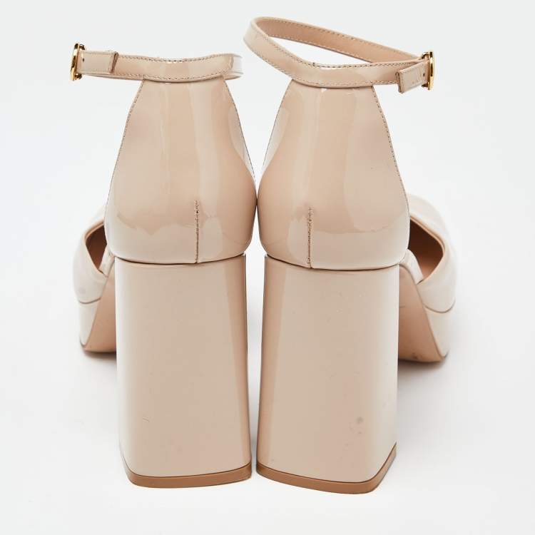 Pre Owned Gianvito Rossi Beige Vian Platform Pumps Size 39.5