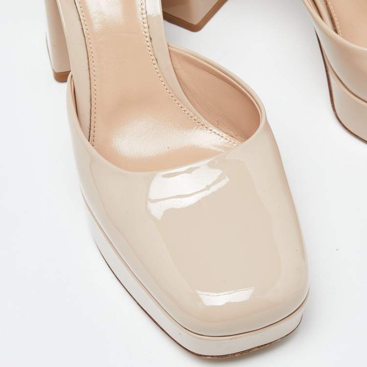 Pre Owned Gianvito Rossi Beige Vian Platform Pumps Size 39.5