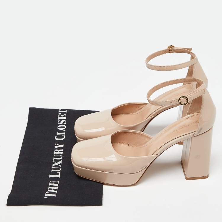 Pre Owned Gianvito Rossi Beige Vian Platform Pumps Size 39.5