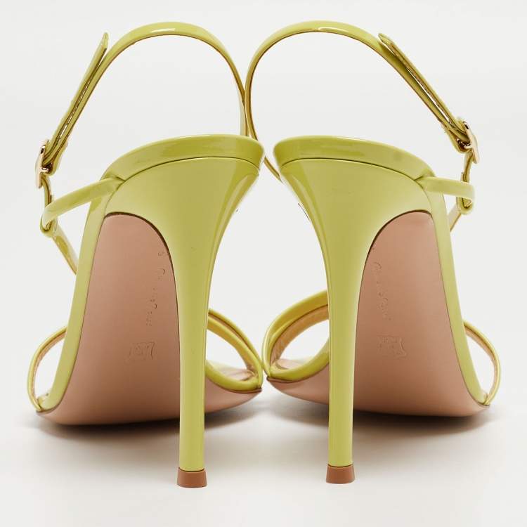 Pre Owned Gianvito Rossi Light Green Patent Leather Manhattan Sandals Size 40