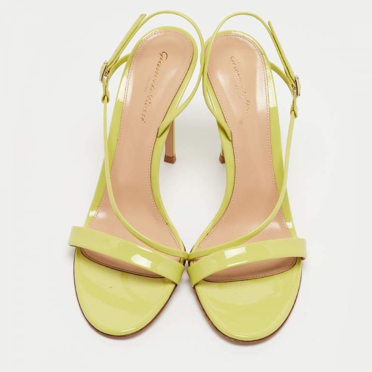 Pre Owned Gianvito Rossi Light Green Patent Leather Manhattan Sandals Size 40