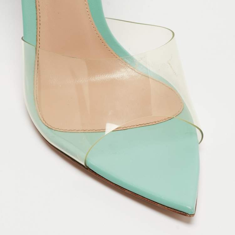 Pre Owned Gianvito Rossi Green Leather  Ankle Wrap Sandals Size 38