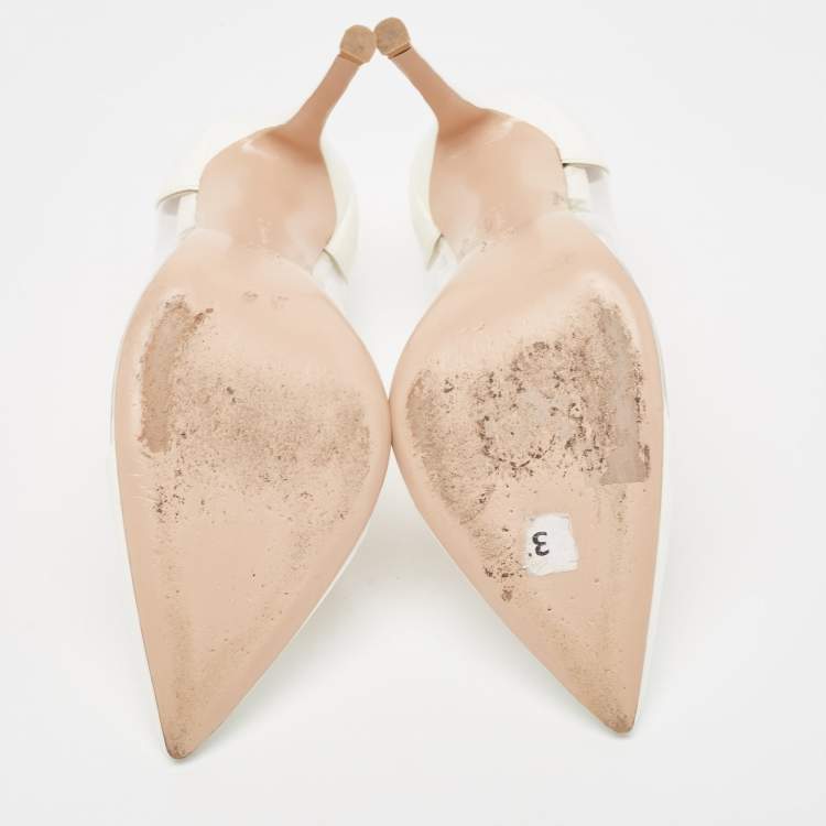 Pre Owned Gianvito Rossi White PVC and Patent Plexi Pumps Size 38