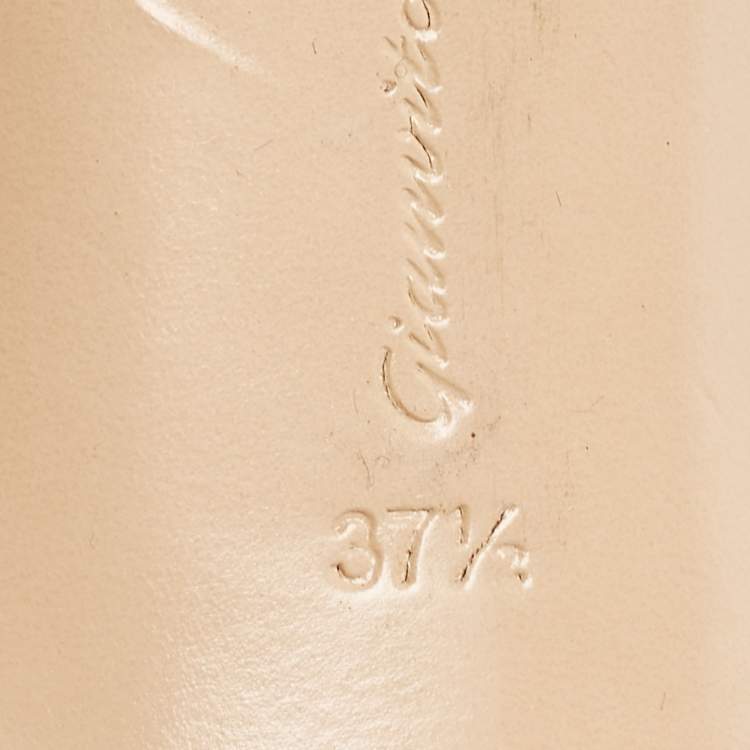 Pre Owned Gianvito Rossi Brown/Beige Python and PVC Slingback Pumps Size 37.5