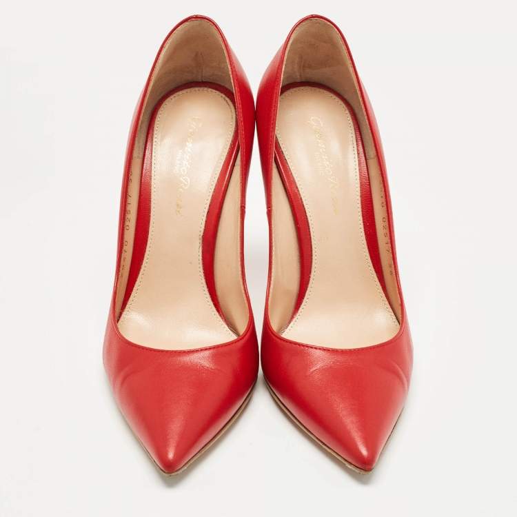 Pre Owned Gianvito Rossi Red Leather Gianvito Pumps Size 36
