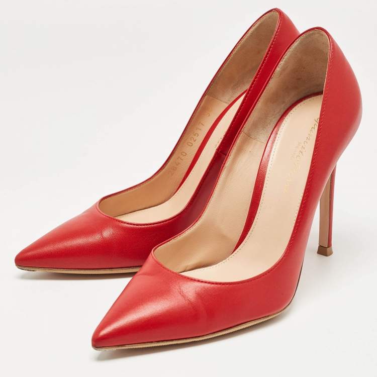 Pre Owned Gianvito Rossi Red Leather Gianvito Pumps Size 36