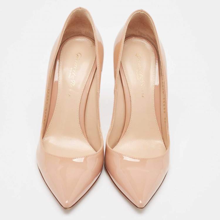 Pre Owned Gianvito Rossi Beige Patent Leather Gianvito Pumps Size 36