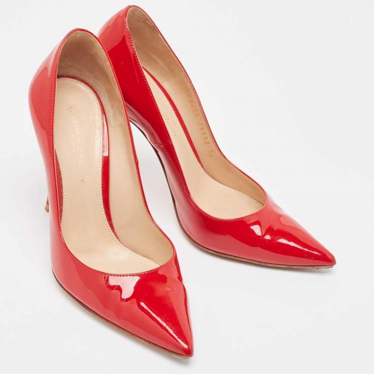 Pre Owned Gianvito Rossi Red Patent Leather Gianvito Pumps Size 36