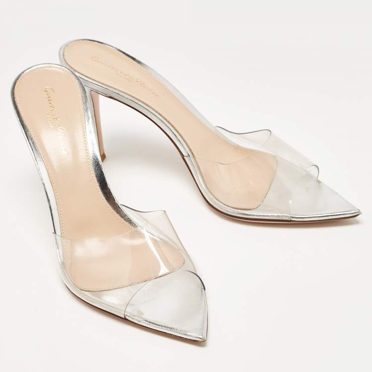 Pre Owned Gianvito Rossi Transparent PVC Elle Slide Sandals Size 38