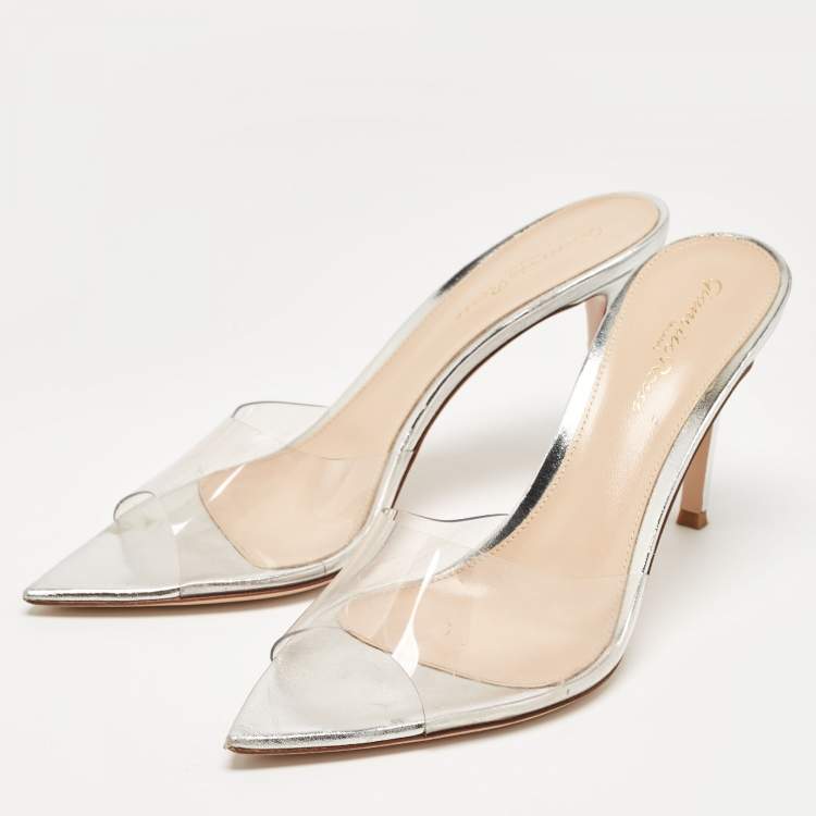 Pre Owned Gianvito Rossi Transparent PVC Elle Slide Sandals Size 38