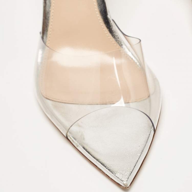 Pre Owned Gianvito Rossi Transparent PVC Elle Slide Sandals Size 38