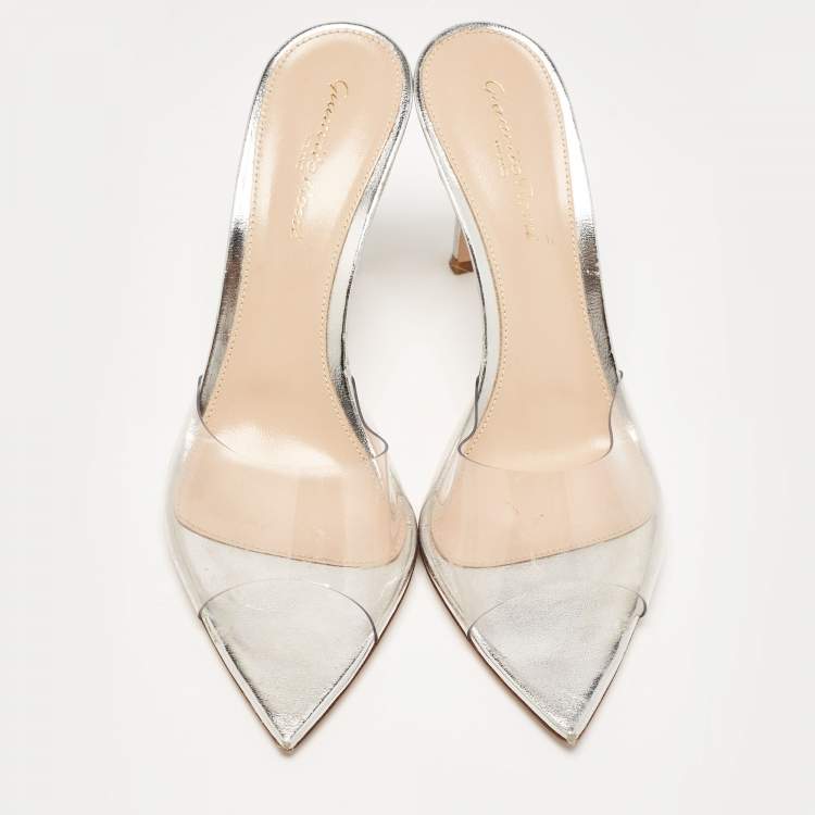 Pre Owned Gianvito Rossi Transparent PVC Elle Slide Sandals Size 38