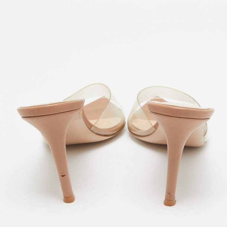 Pre Owned Gianvito Rossi Transparent PVC Elle Slide Sandals Size 38.5