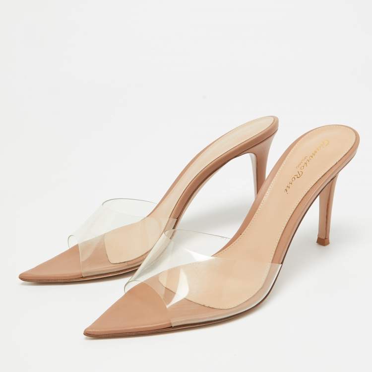 Pre Owned Gianvito Rossi Transparent PVC Elle Slide Sandals Size 38.5