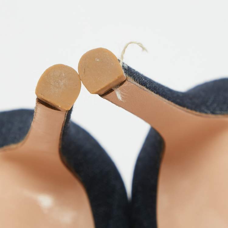 Pre Owned Gianvito Rossi Blue Denim and PVC Plexi Pumps Size 38.5