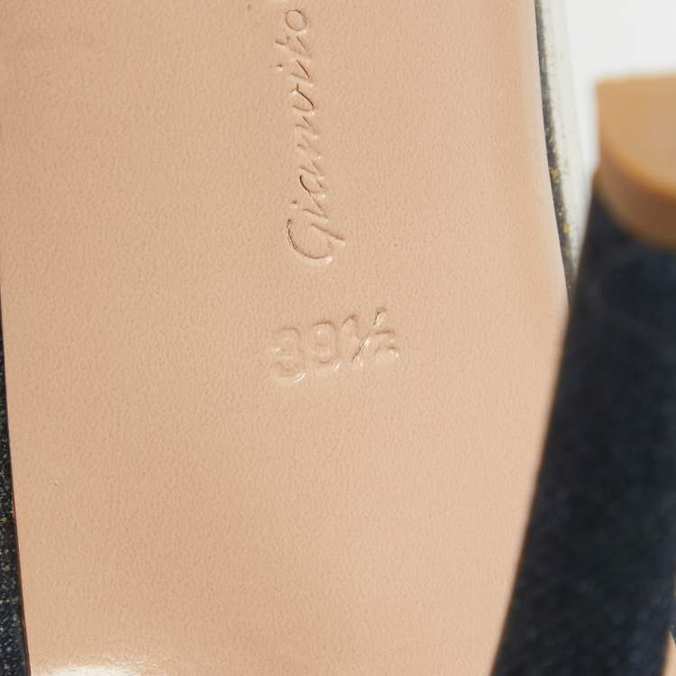 Pre Owned Gianvito Rossi Blue Denim and PVC Plexi Pumps Size 38.5