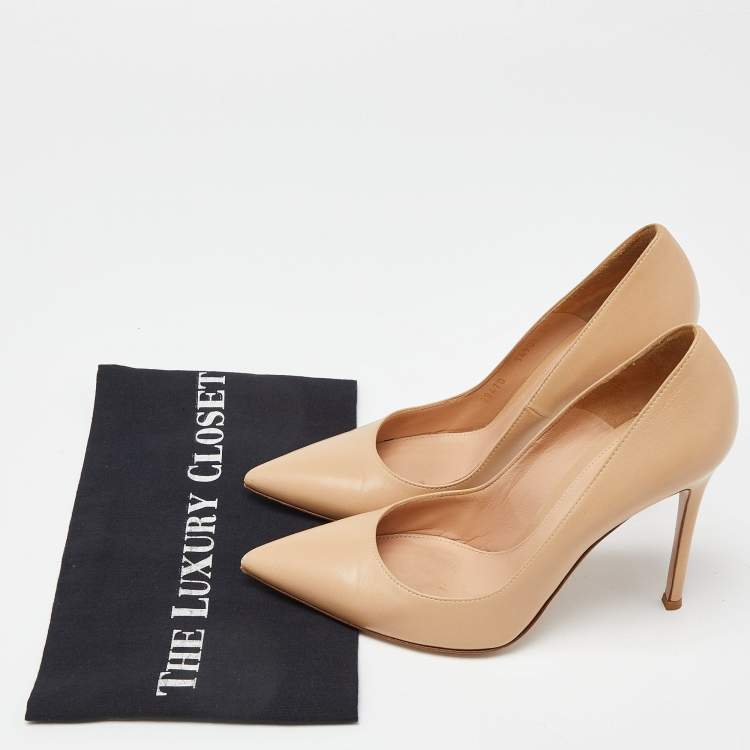 Pre Owned Gianvito Rossi Beige Leather Gianvito 105 Pumps Size 39.5
