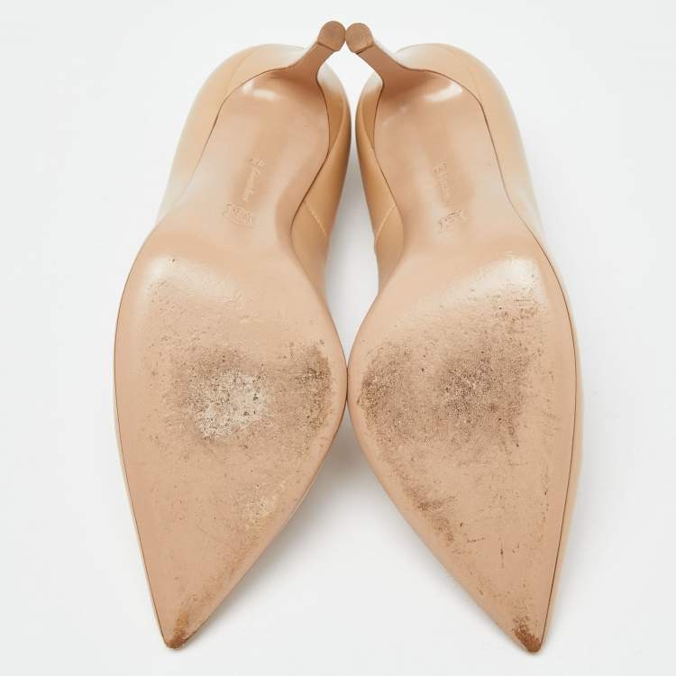 Pre Owned Gianvito Rossi Beige Leather Gianvito 105 Pumps Size 39.5