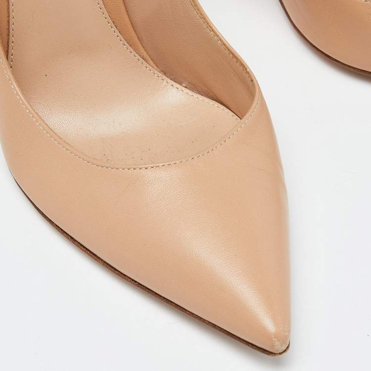 Pre Owned Gianvito Rossi Beige Leather Gianvito 105 Pointed Toe Pumps Size 39
