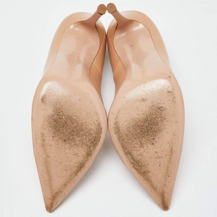 Pre Owned Gianvito Rossi Beige Leather Gianvito 105 Pointed Toe Pumps Size 39