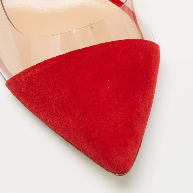 Pre Owned Gianvito Rossi Red Suede and PVC Gianvito 105 Pumps Size 38