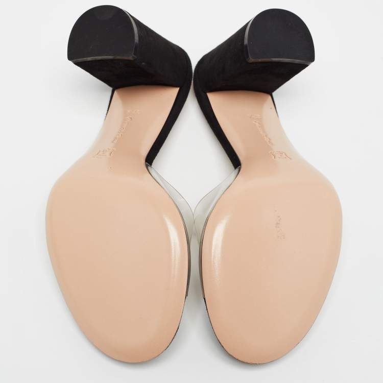 Pre Owned Gianvito Rossi Black PVC and Suede Slide Sandals Size 37.5