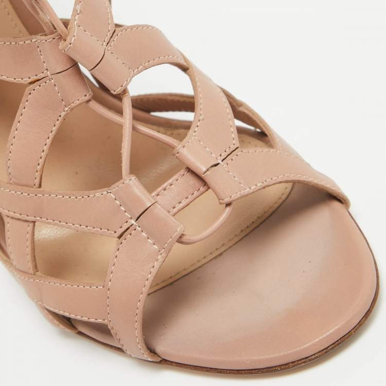Pre Owned Gianvito Rossi Dusty Pink Leather Gladiator Sandals Size 37.5